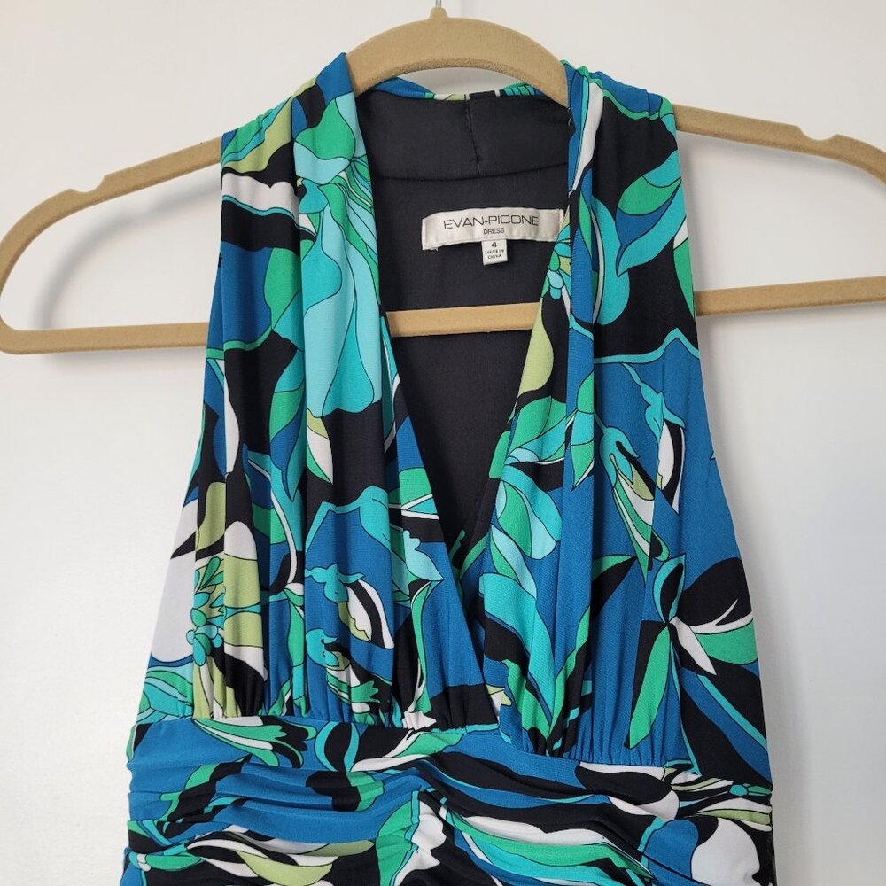 Halter top, cinched waist long length dress